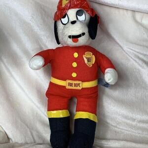 Vintage 1970s Ganz Bros Fire Chief Dog 17" Plush Stuffed Animal Carnival Prize​